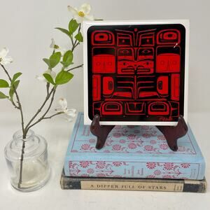 Black Red Bill Helin First Nation PNW Ceramic Tile Trivet